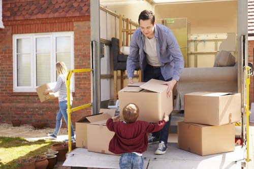Removal van and packing boxes prepared for a Gipsyhill move