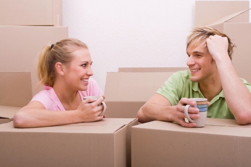 Moving boxes and furniture prepared for short-term storage in Gipsyhill